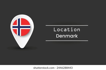 3D pointer, tag and location marker with Denmark map, Denmark pin, EPS source file