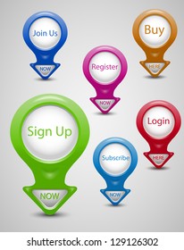 3D pointers set- Sign up, Join us, Buy now, Register, Login, Subscribe