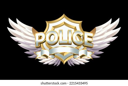 3D Police Winged Badge Achievement