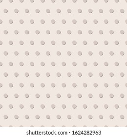 3D polka dots seamless vector pattern. Embossed circles repeating background. Pinkish grey. Use for backgrounds, fabrics, surface pattern design