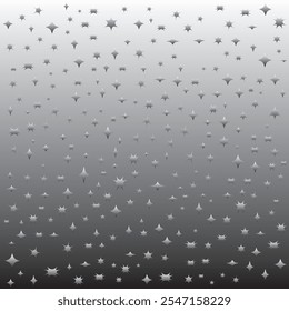 3D polka star shape floating in space or under water seamless pattern background. Abstract geometric gray gradient stars on the sky. Vector illustrator saved in EPS 10.