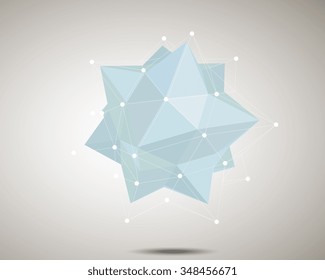 3D Polygon Abstract Star. Blue Vector