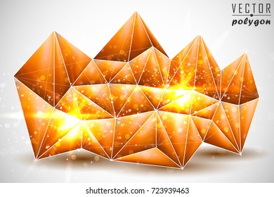 3d Polygon Backgrounds from Geometric Shapes, Triangles of Points of Lines. Vector abstract illustration on theme Science, Medicine, Business, Biology and Technology.