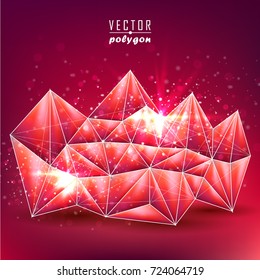 3d Polygon Backgrounds from Geometric Shapes, Triangles of Points of Lines. Vector abstract illustration on theme Science, Medicine, Business, Biology and Technology.