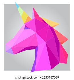 3d polygon colorful unicorn design