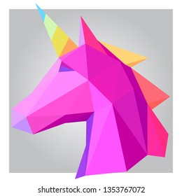 3d polygon colorful unicorn design