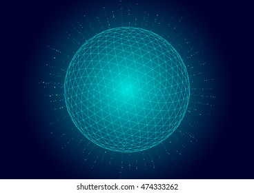 3d polygon mesh sphere, explosion mesh sphere