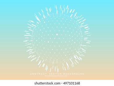 3D polygon mesh sphere, Science and technology background vector point line connection
