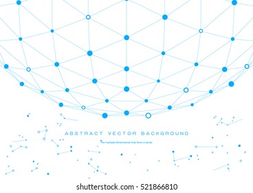 3D polygon mesh sphere, Science and technology background vector point line connection