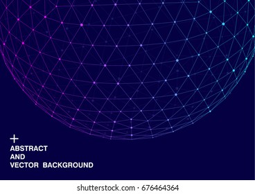 3D polygon mesh sphere, Science and technology background point line connection