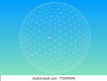 3D polygon mesh sphere, Science and technology background point line connection