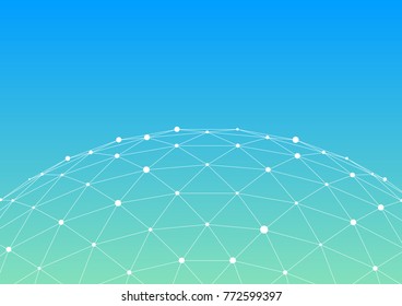 3D polygon mesh sphere, Science and technology background point line connection