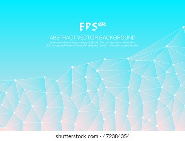 3D polygon mesh vector abstract background, Connection line with dots. Abstract polygonal, hexagon low poly illustration