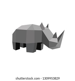 3d polygon rhinoceros vector logo in the style of the sign professionally painted animal