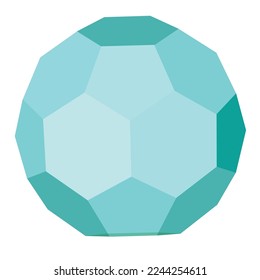 3D polygon in turquoise color, isolated object on white background, vector illustration, mathematical figure, eps