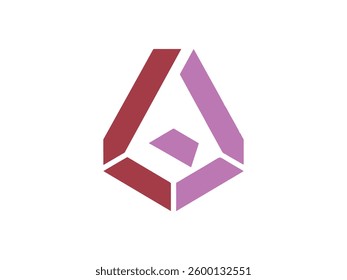 	3D Polygonal Abstract Red and Purple Logo for Creative Branding and Business Identity