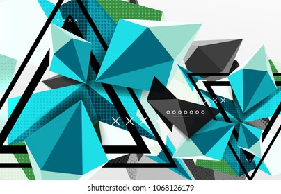 3d polygonal elements abstract background, textured vector modern template