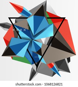 3d polygonal elements abstract background, textured vector modern template