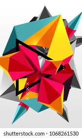 3d polygonal elements abstract background, textured vector modern template
