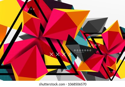 3d polygonal elements abstract background, textured vector modern template