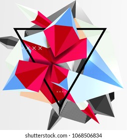 3d polygonal elements abstract background, textured vector modern template