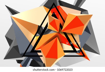 3d polygonal elements abstract background, textured vector modern template