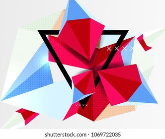 3d polygonal elements abstract background, textured vector modern template