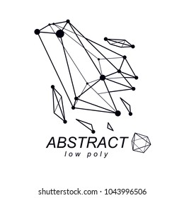 3d polygonal geometric faceted object, vector abstract design element. New technology logotype.