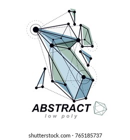 3d polygonal geometric faceted object, vector abstract design element. New technology logotype.