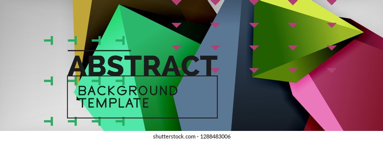 3d polygonal shape geometric background, triangular modern abstract composition. Vector techno or business template illustration