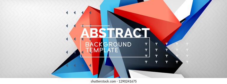 3d polygonal shape geometric background, triangular modern abstract composition. Vector techno or business template illustration