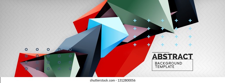 Fondo geométrico de forma poligonal 3d, composición abstracta triangular moderna. Ilustración de plantilla de vectores o técnicos
