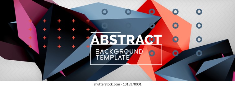 3d polygonal shape geometric background, triangular modern abstract composition. Vector techno or business template illustration