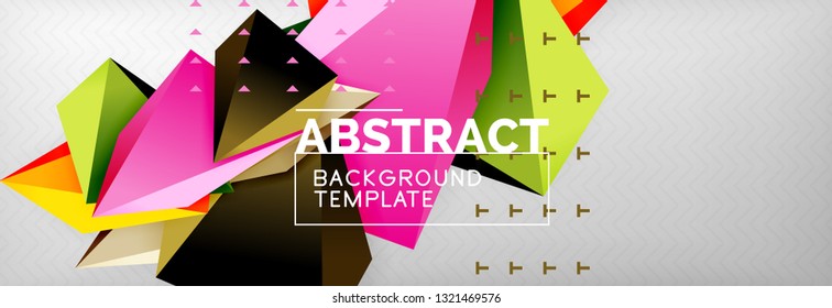 3d polygonal shape geometric background, triangular modern abstract composition. Vector techno or business template illustration