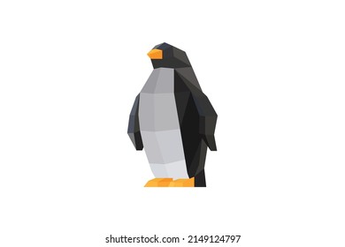 3d polygonal style penguin logo illustration vector