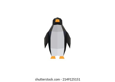 3d polygonal style penguin logo illustration vector