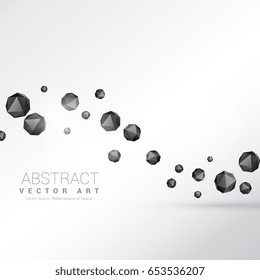 3d polyhedron particles floating on white background