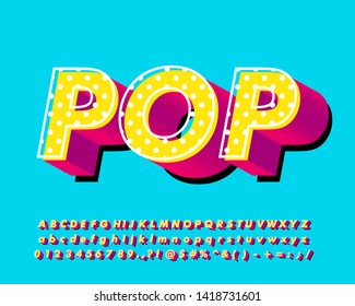 3D pop art font effect, modern old pop art alphabet design