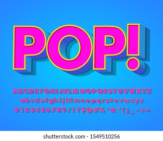 3D Pop Art Style Text Effect With Cool Retro Pop Design, Pop Poster Headline Vector Design