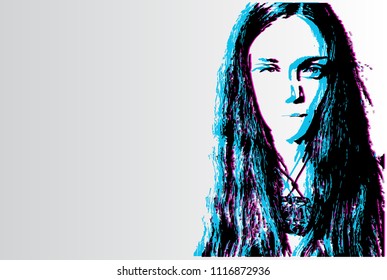 3D portrait of a girl background poster