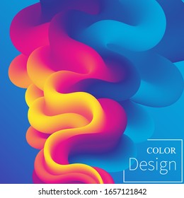 3d Poster. Fluid Colors. Liquid Shape. Ink Splash. Colorful Cloud. Flow Wave. Modern Poster. Color Background. Vector.