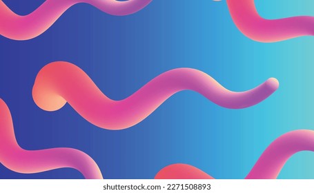 3d Poster with Fluid Shape. Landing Page Template. Abstract Futuristic Vector Background. Wave Music Poster Concept with Neon Pink and Blue Colors. Modern Website 