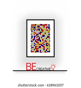 3d poster frame mock up. Vector illustration isolated on white background for interior colored in Piet Mondrian Style