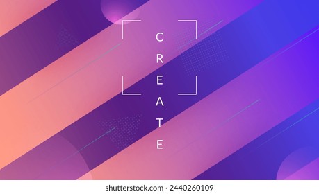 Póster 3d. Textura de música ligera. Marco tecno púrpura. Forma abstracta. Folleto horizontal ondulado. Página Espectro. Curva Landing Page. Póster 3d azul