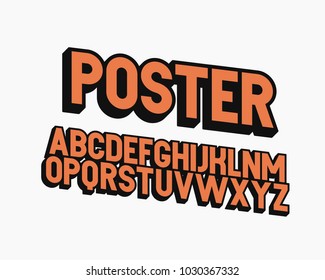 3d poster retro vector font alphabet. 