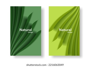 3d poster, volumetric natural green lines. Eco-friendly modern simple design.