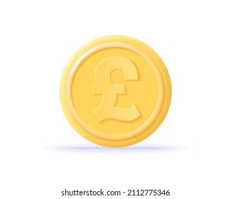 3D pound coin icon. Concept currency exchange, business financial investment and stock market investment. Money render. 3d realistic cash vector illustration