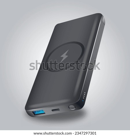3D Power bank flat illustration