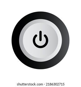 3D Power Button Icon In Black And White Color