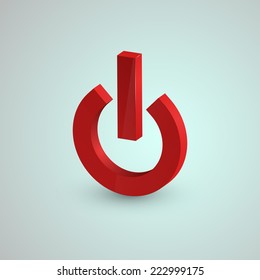 3D power sign. Isolated on light-blue background. Vector illustration, eps 10.